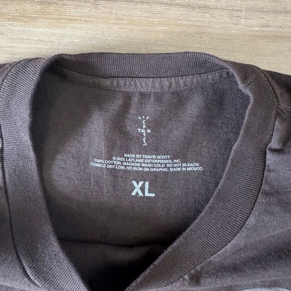 Travis Scott Jackboys 2 Brown Double Sided Long Sleee Shirt Size XL Hip Hop Rap - Picture 3 of 7